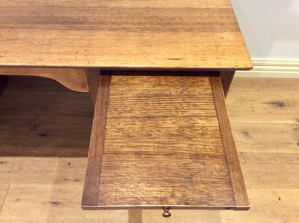 Thumbnail: 8037 – Mid Century Silky Oak Desk with Drop Front Filing Drawer.