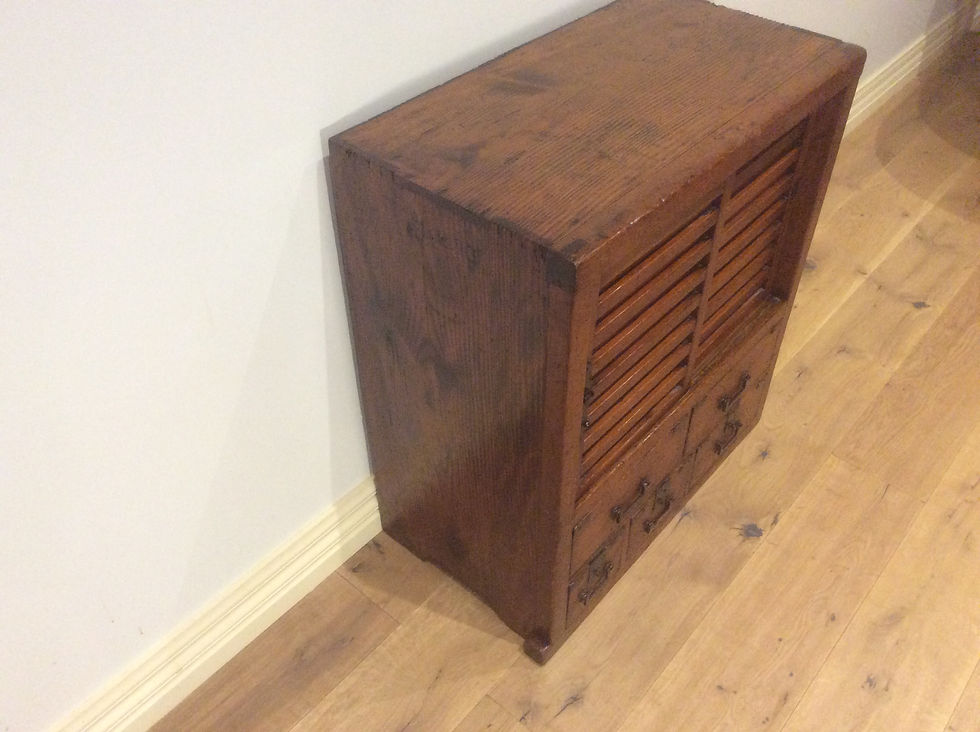Thumbnail: Antique Japanese Cypress Edo Era Cypress Tansu Chest.