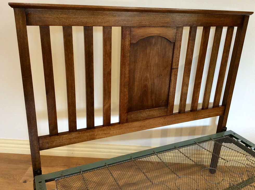Thumbnail: Antique Blackwood Slat Double Bed with Cabriolet Legs. Circa 1900.