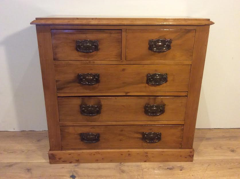 Edwardian Five Drawer Kauri Chest of Drawers.