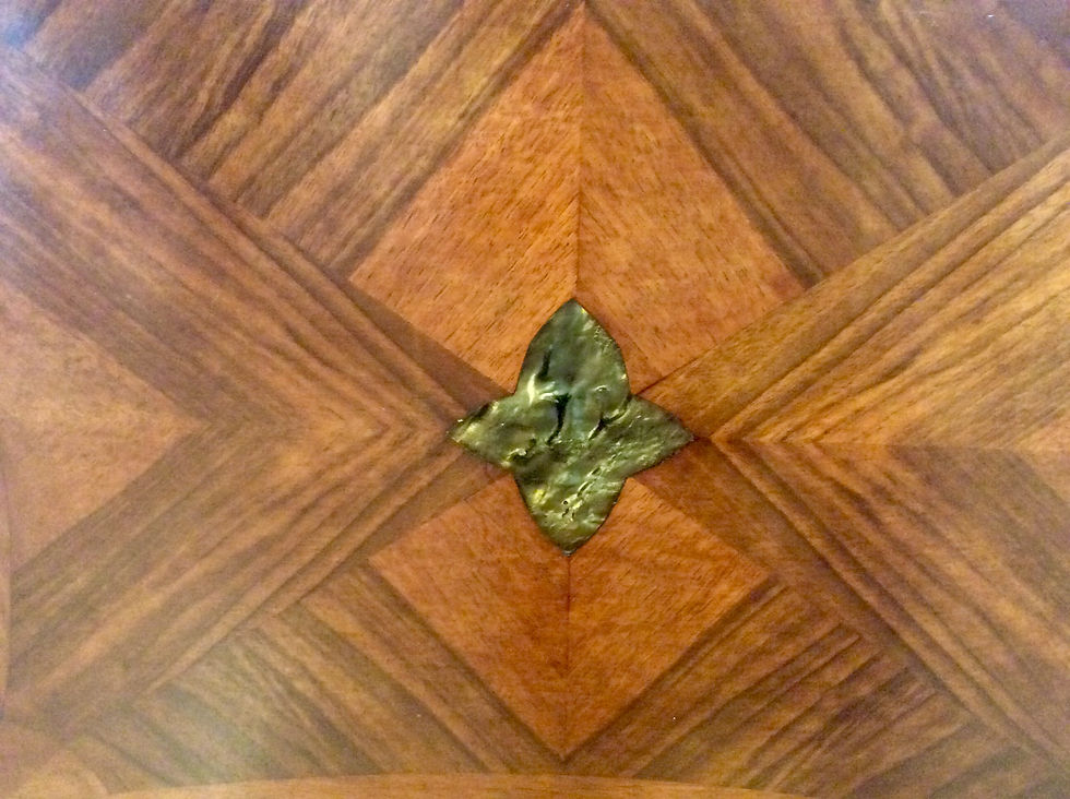 Thumbnail: Antique Oak Bedside Table Pot Cupboard with Mother of Pearl Inlay.