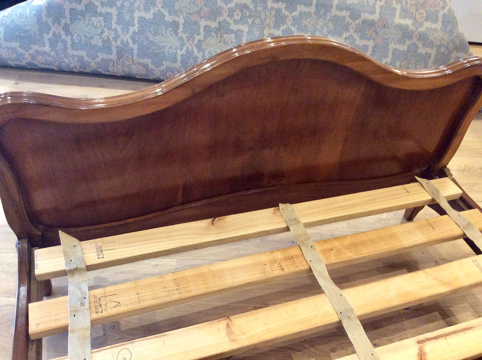 Thumbnail: Antique French Louis XV Style Walnut Queen Size Bed. Circa 1900.