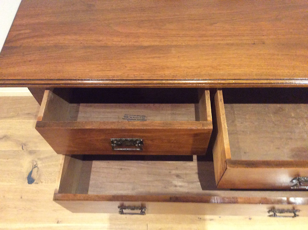 Thumbnail: Arts & Crafts Blackwood Three Drawer Cabinet on Rolling Castors.