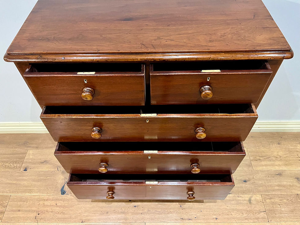 Thumbnail: Brass Drawer Locks Victorian Cedar Five Drawer Chest.