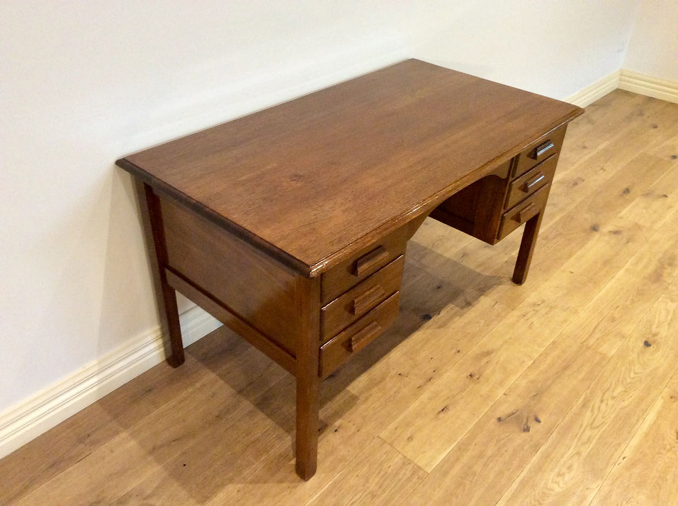 Restored Vintage Solid Oak Six Drawer Teachers Desk 1