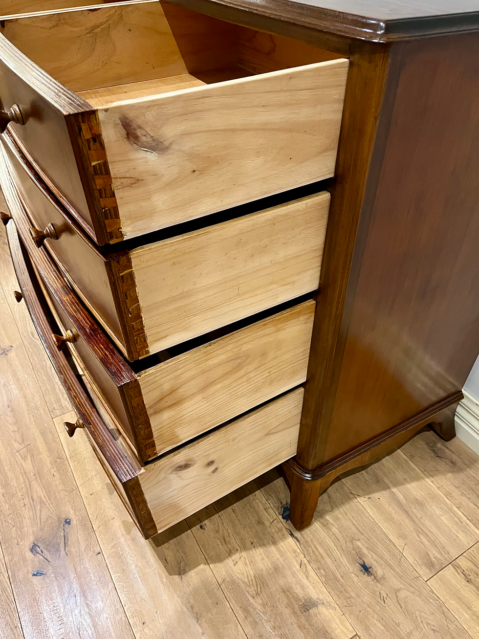 Thumbnail: A9093 - Restored Bow Front Burr Walnut Chest of Five Drawers