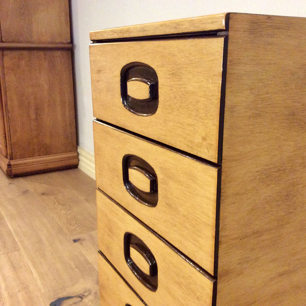 Thumbnail: Mid Century Alrob Four Drawer Teak Bedside Cabinet.