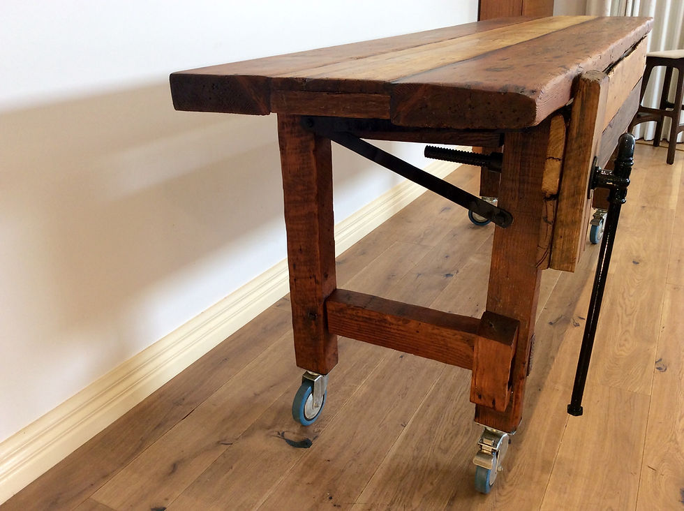 Thumbnail: Hardwood Island Bench with Castors. Circa 1920.