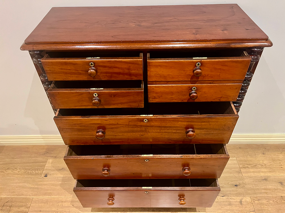 Thumbnail: Drawer Locks Large Restored Victorian Cedar Cotton Reel Chest