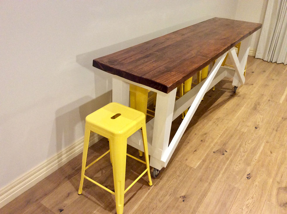 Thumbnail: Vintage Industrial Kitchen Island Bench on Rolling Castors.