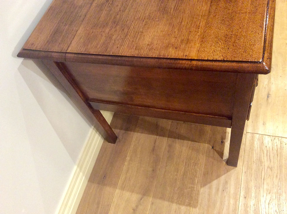 Thumbnail: Solid hardwood mid century desk with six drawers.