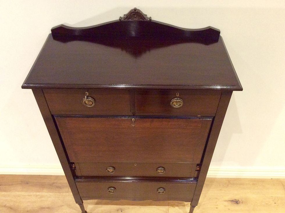 Thumbnail: Antique Mahogany Four Drawer Drop Front Bureau Desk.
