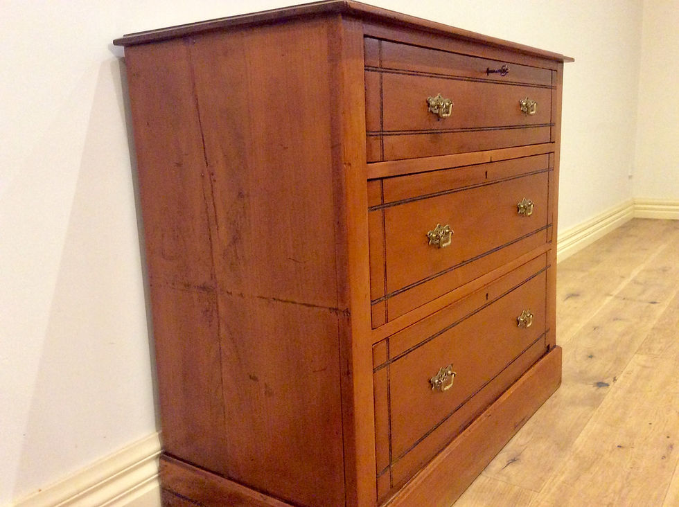 Thumbnail: English Edwardian Cedar Three Drawer Reeded Chest.