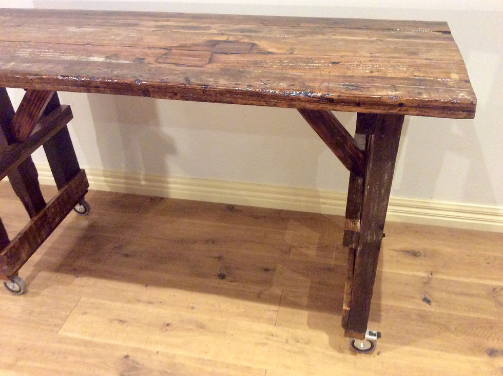 Thumbnail: V8017 - Vintage Industrial Breakfast Bench with Rolling Castors