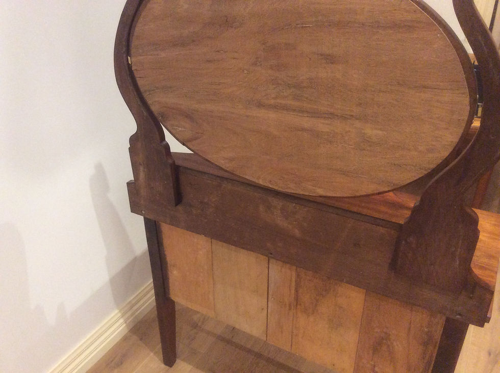 Thumbnail: Antique Blackwood Five Drawer Dressing Table with Oval Mirror