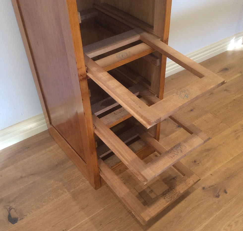 Thumbnail: Mid Century Industrial Oak Three Drawer Filing Cabinet