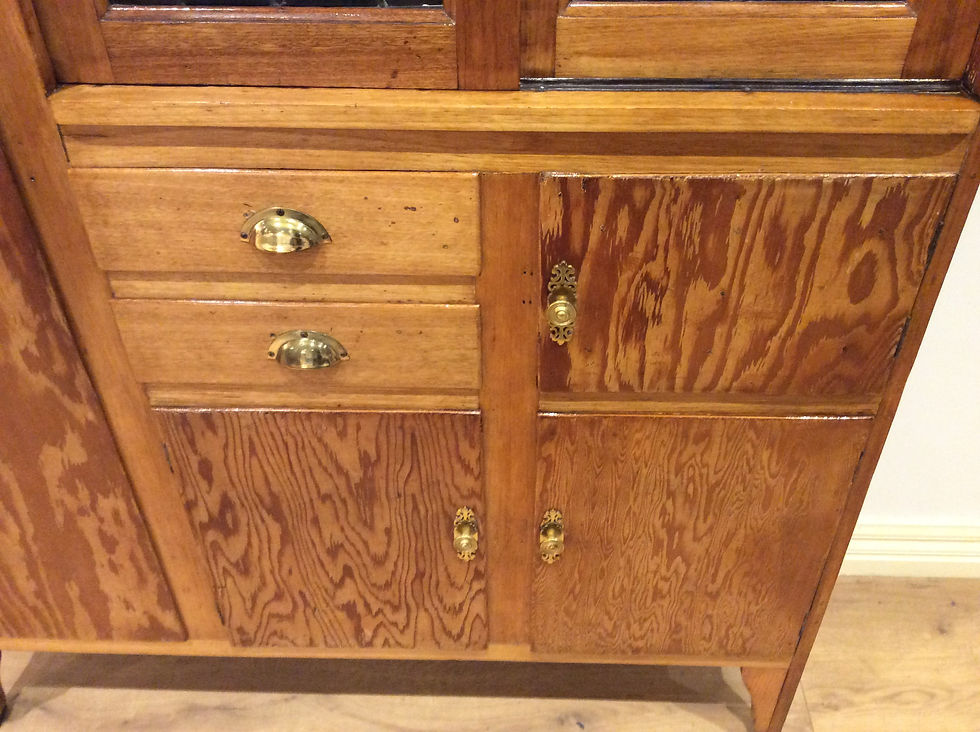 Thumbnail: Antique Oak Kitchen Cabinet with Leadlight Panel Doors.