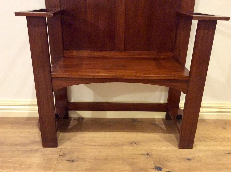 Thumbnail: Restored Antique Oak Hall Stand with Seating and Umbrella Holders. Circa 1900.