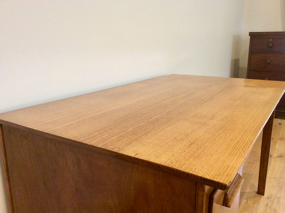 Thumbnail: Mid Century Hardwood Desk with Drop Front Filing Drawer.