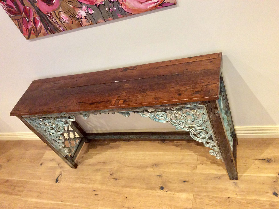 Thumbnail: Shabby Chic Victorian Hall Console with Decorative Cast Iron Lacework.