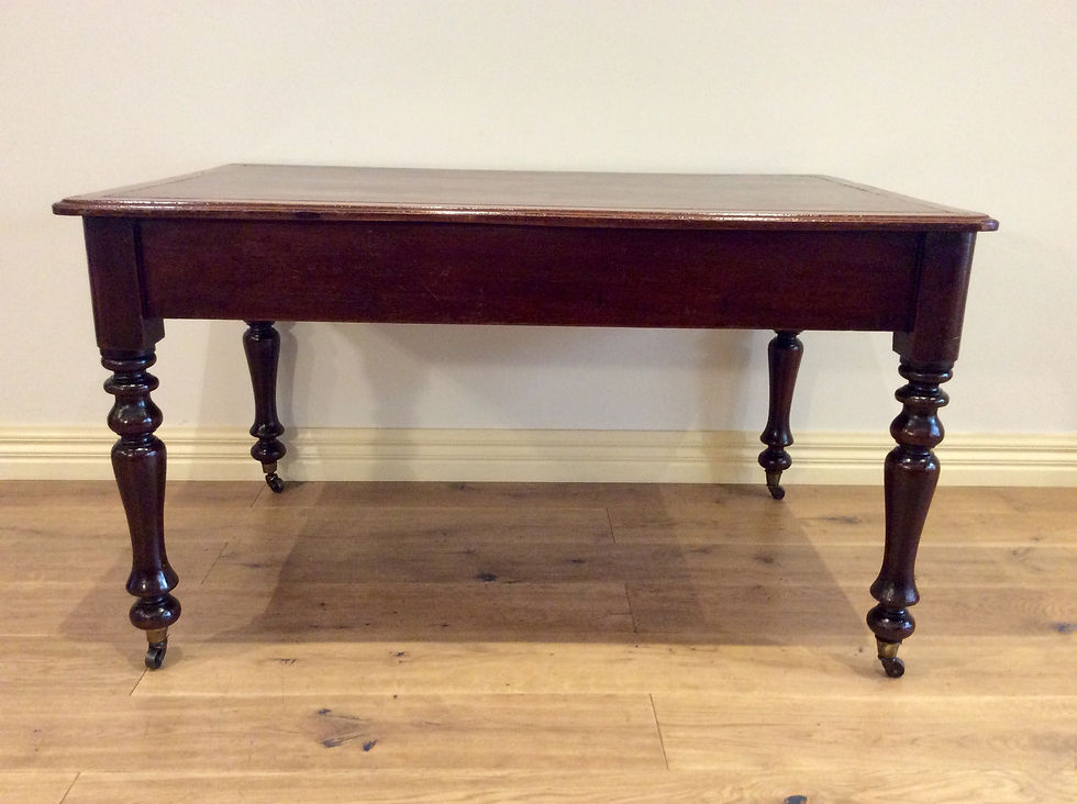 Thumbnail: Antique Cedar Two Draw Desk with Leather Top