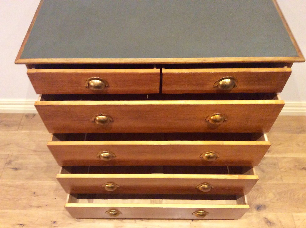 Thumbnail: Mid Century Industrial Oak Five Drawer Chest 11