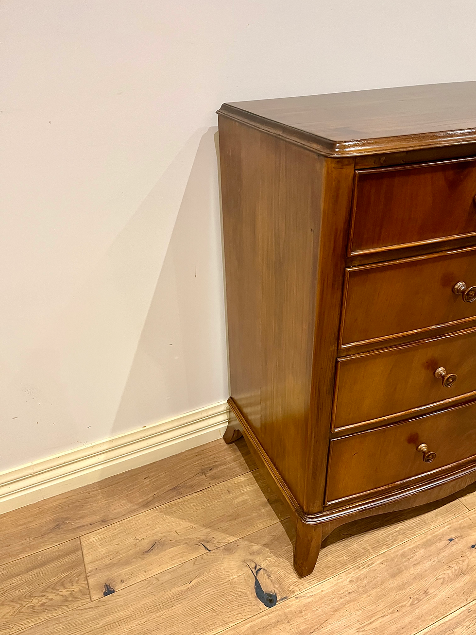 Thumbnail: A9093 - Restored Bow Front Burr Walnut Chest of Five Drawers