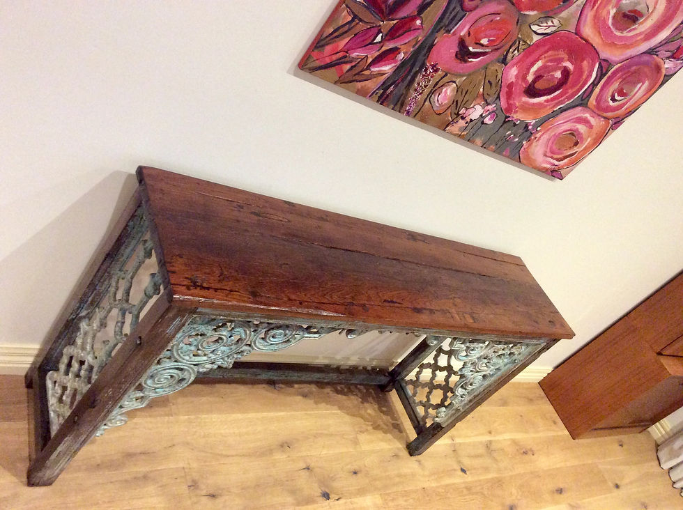 Thumbnail: Shabby Chic Victorian Hall Console with Decorative Cast Iron Lacework.