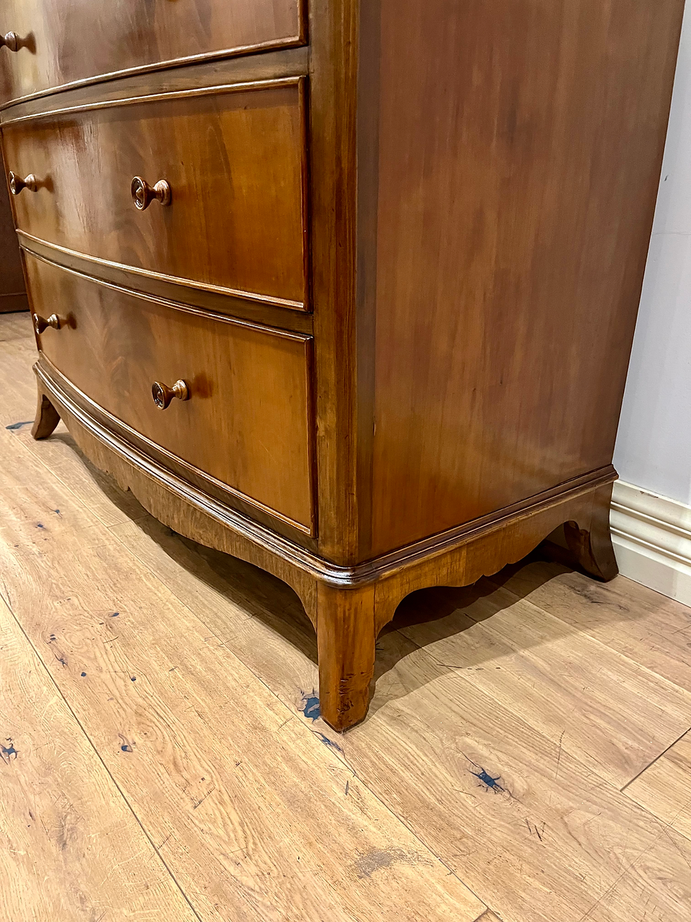Thumbnail: A9093 - Restored Bow Front Burr Walnut Chest of Five Drawers