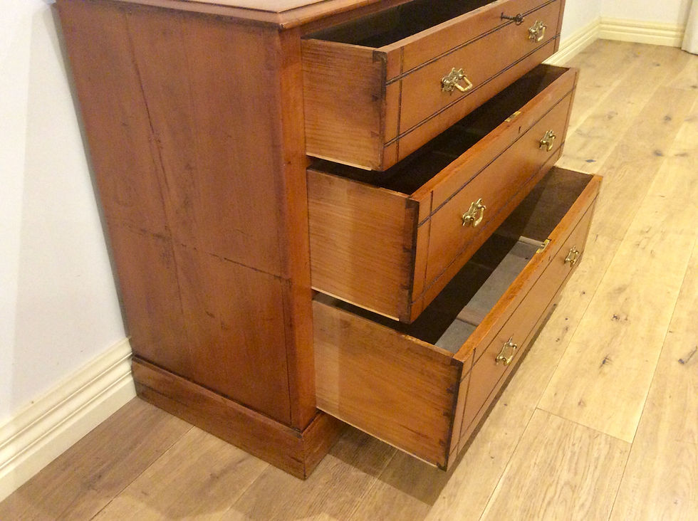Thumbnail: English Edwardian Cedar Three Drawer Reeded Chest.