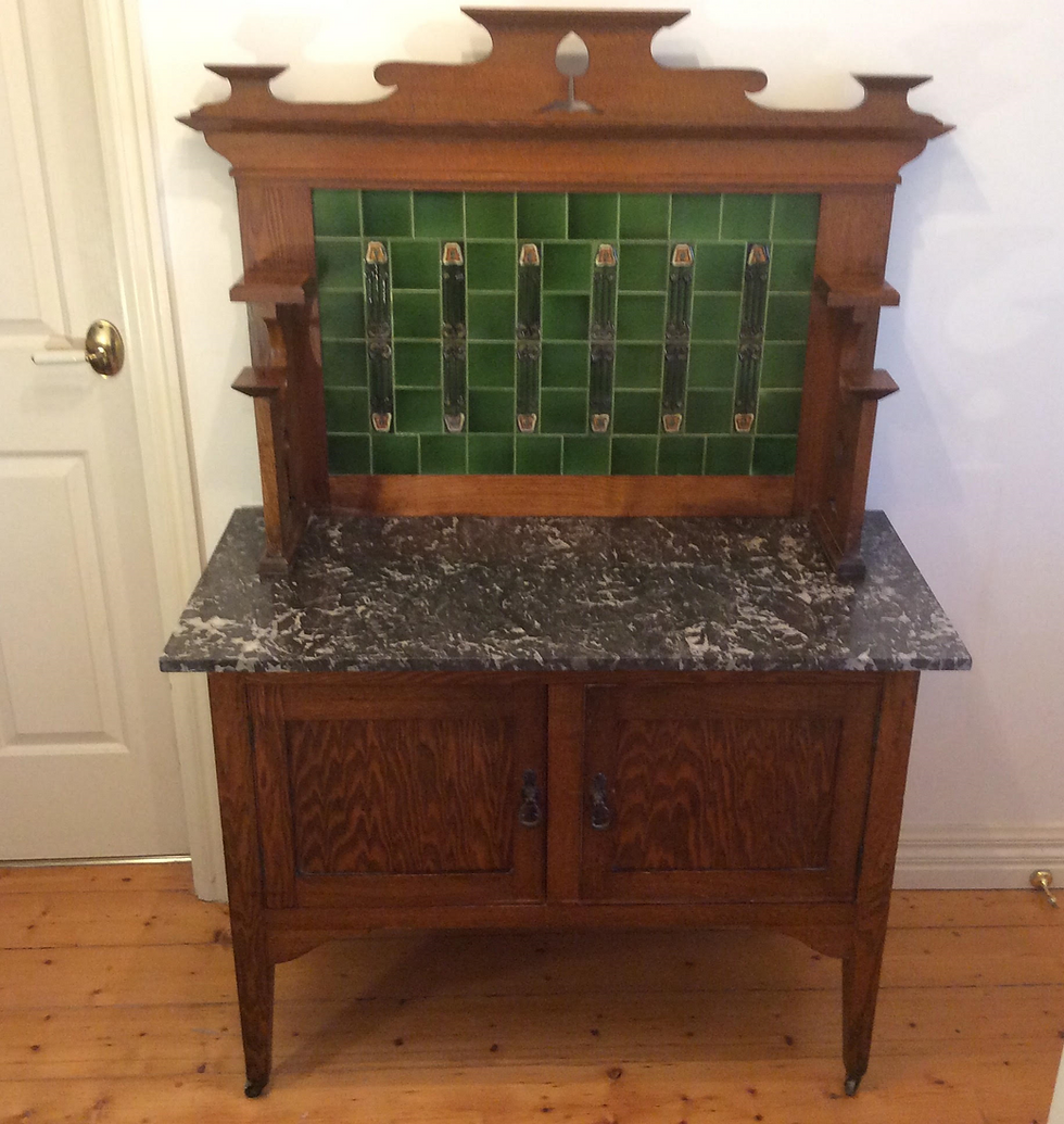 Antique Arts & Crafts Marble Top Washstand