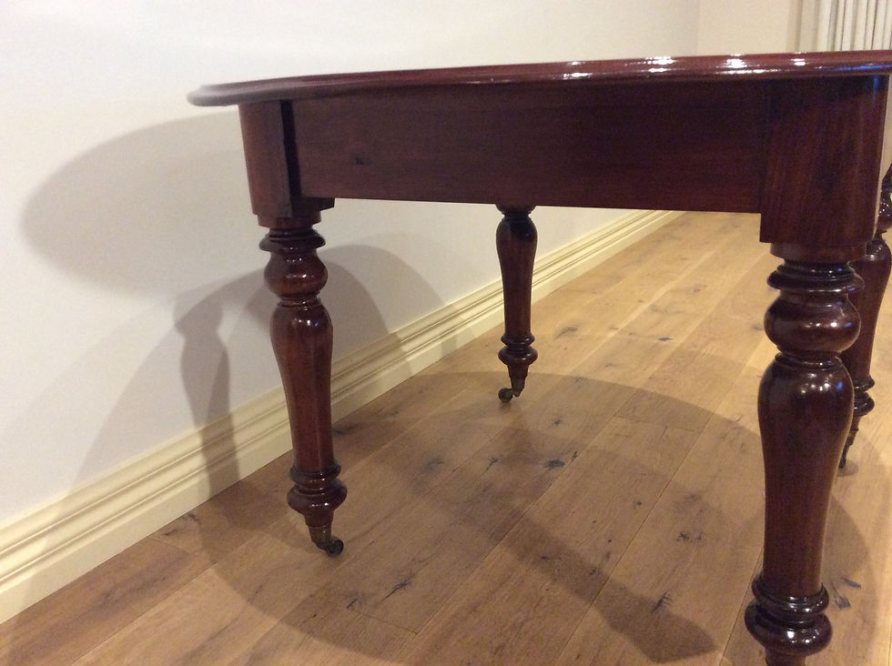 Thumbnail: Oval Victorian Cedar Dining Table with Turned Legs & Rolling Castors. Circa 1890.