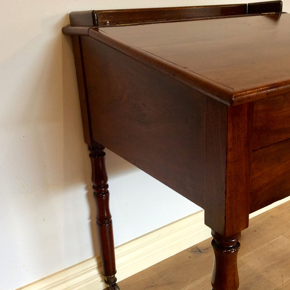 Thumbnail: Victorian Mahogany Student’s Desk with Turned Legs and Rolling Castors. Circa 1880