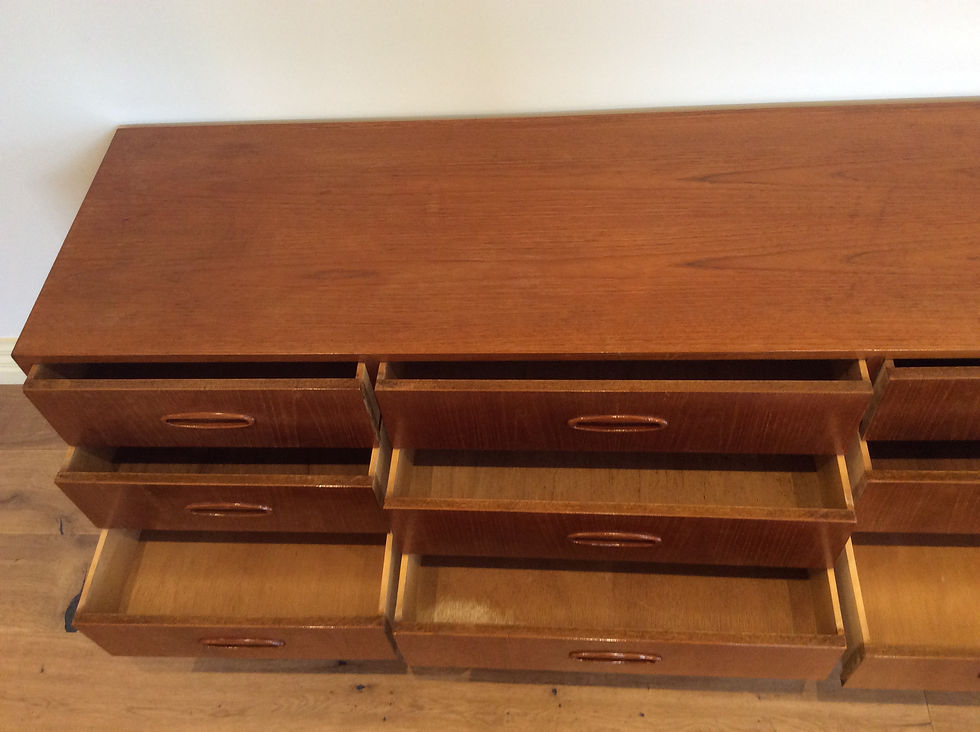 Thumbnail: Restored Mid Century Danish Nine Drawer Sideboard. Circa 1960.