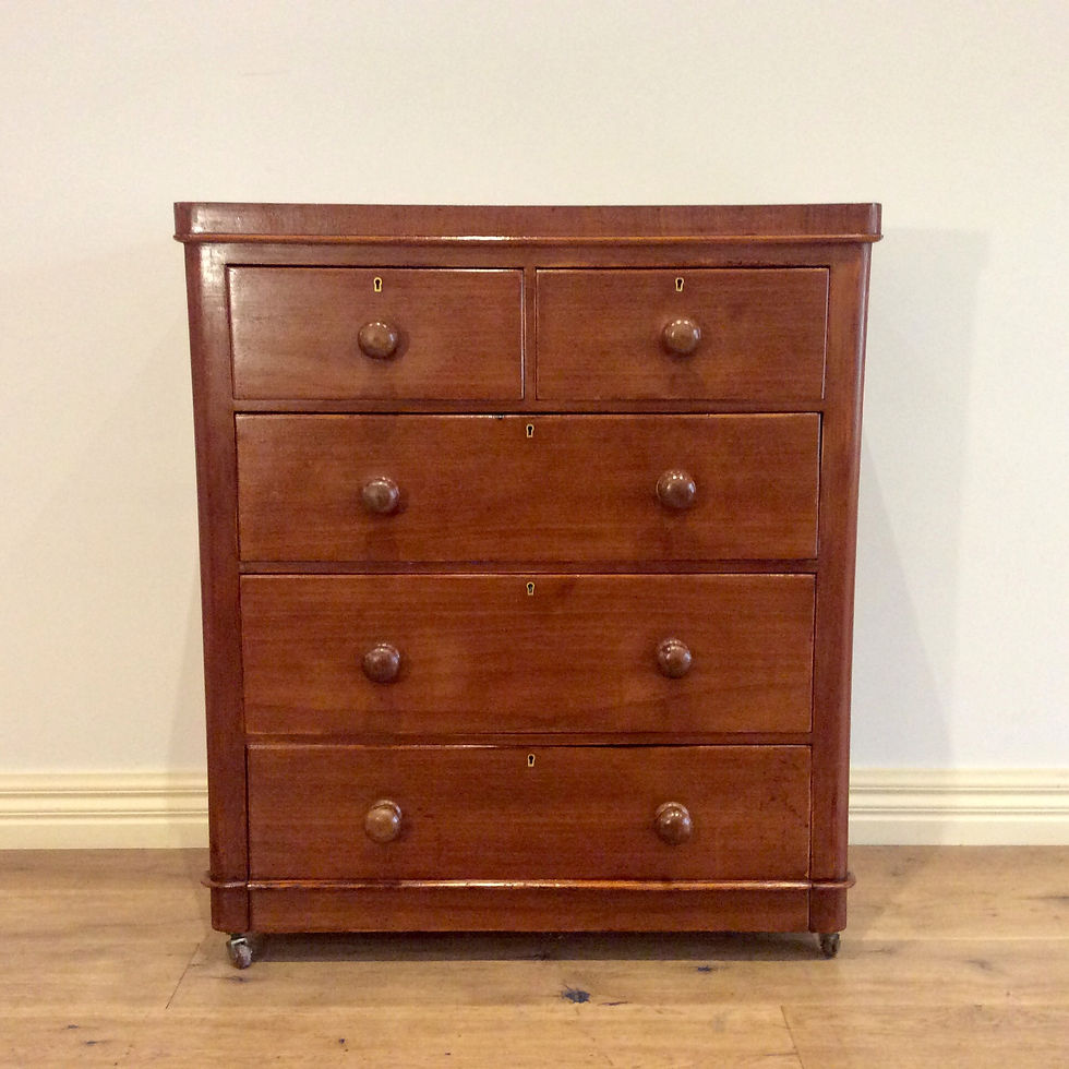 A8014 – Victorian Cedar Five Drawer Chest on Rolling Castors.