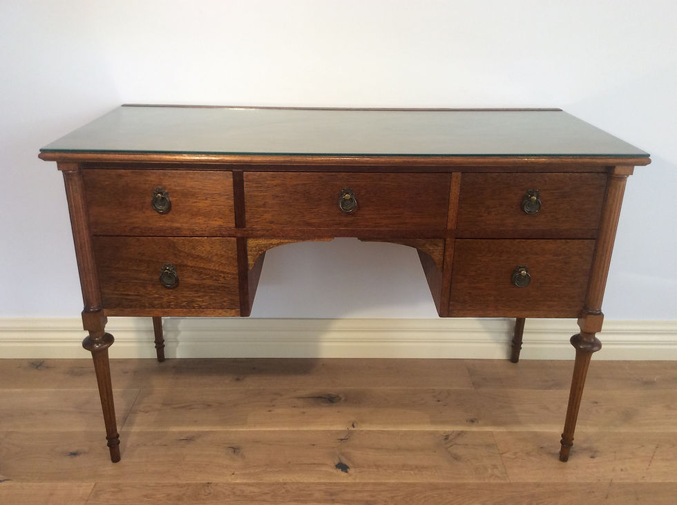 Restored Antique Desk with Glass Top