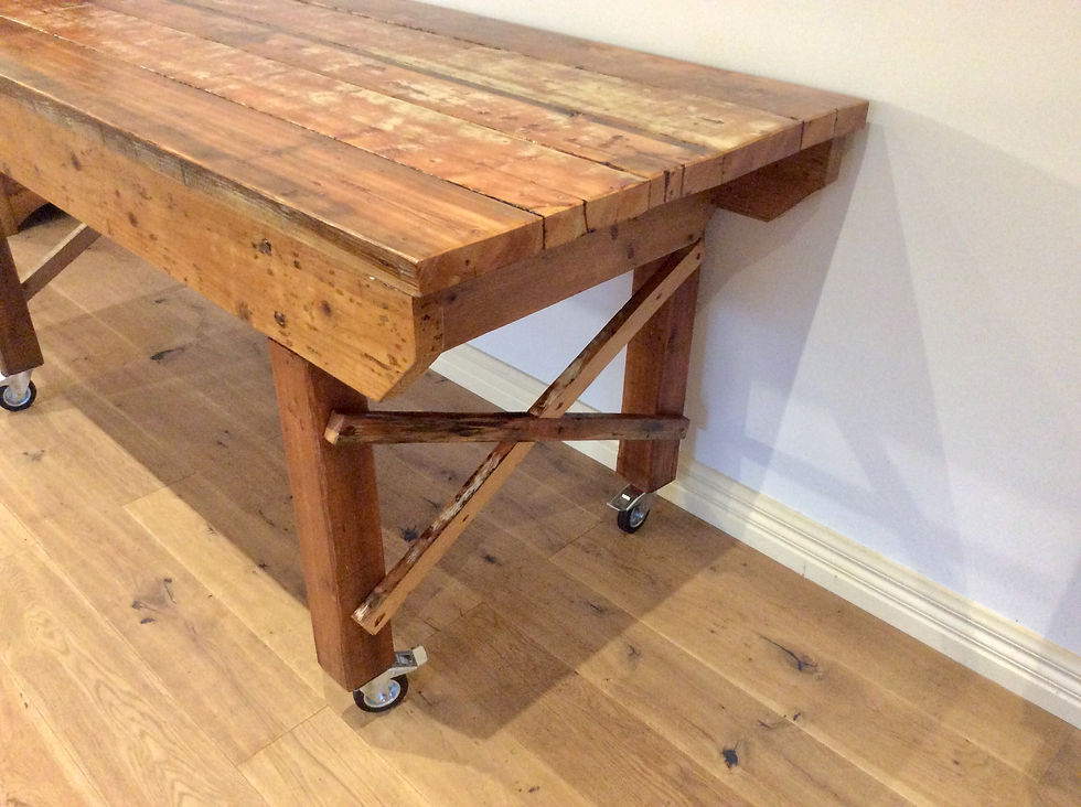 Thumbnail: Reclaimed Industrial Oregon and Pine Kitchen Island Bench on Rolling Castors.