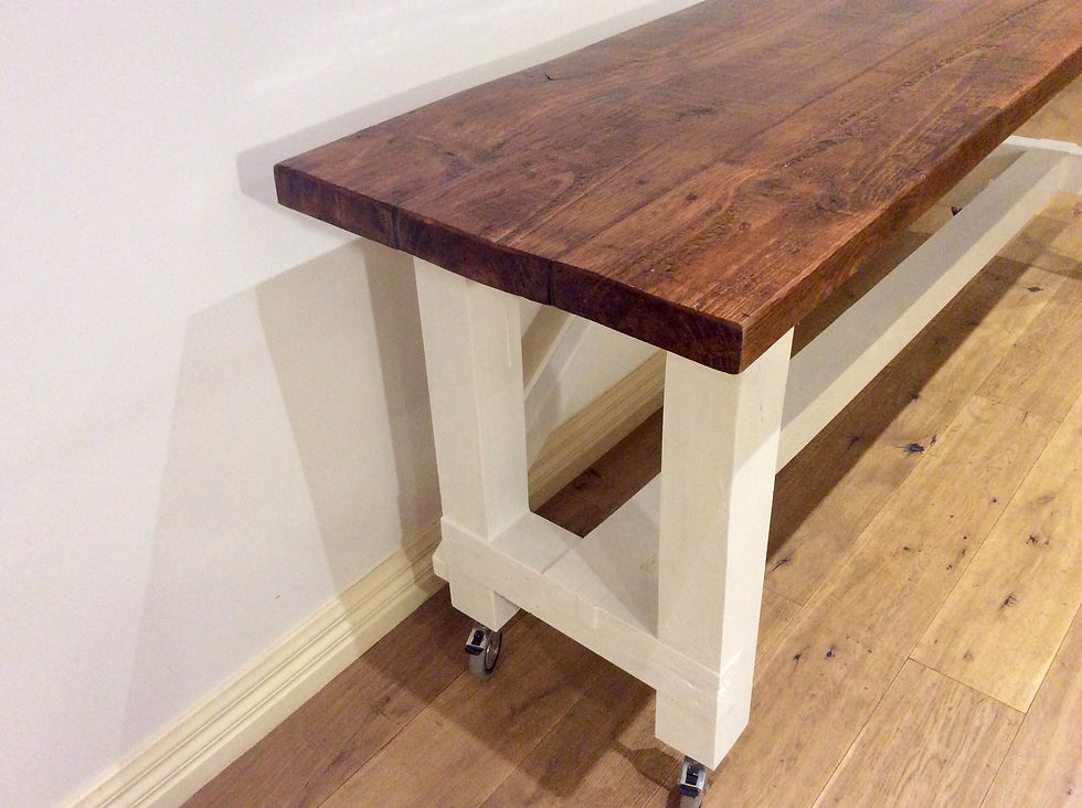 Thumbnail: Vintage Industrial Kitchen Island Bench on Rolling Castors.
