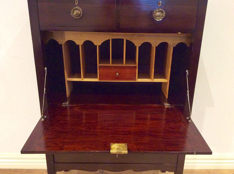 Thumbnail: Antique Mahogany Four Drawer Drop Front Bureau Desk.