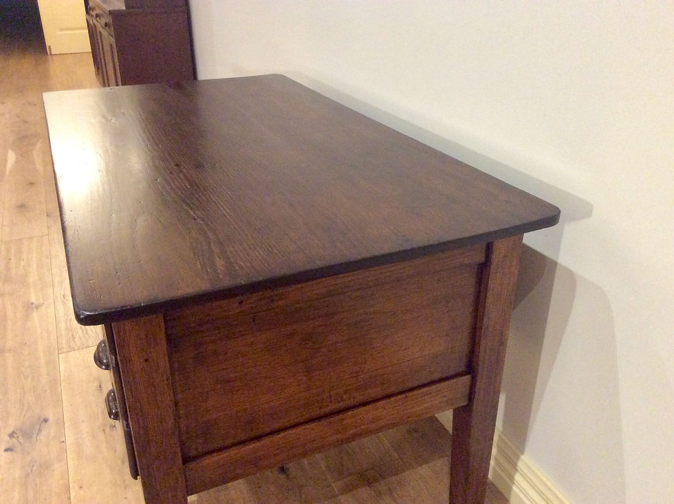Thumbnail: Mid Century Industrial Solid Oak Six Drawer Desk.