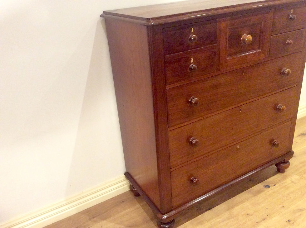 Thumbnail: Restored Victorian  Red Cedar Seven Drawer Tallboy.  Circa 1880.