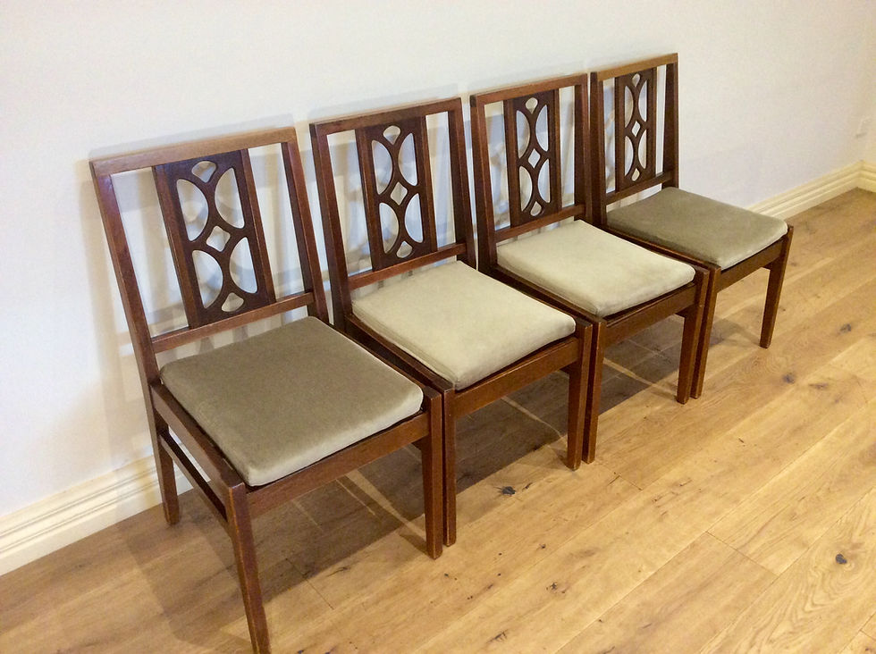 Thumbnail: Four Matching Mid Century Avalon Blackwood Dining Chairs.