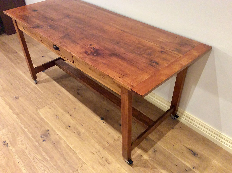 Thumbnail: Mid Century Industrial Hardwood Kitchen Island with Drawer.