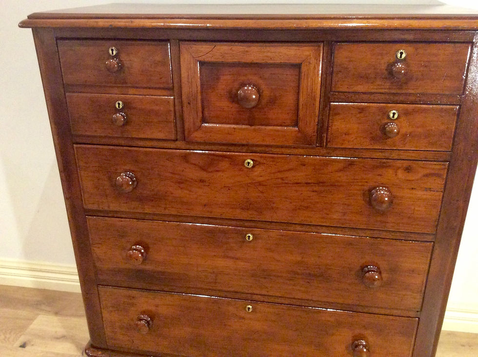 Thumbnail: Seven Drawer Victorian Cedar Chest with Brass Keyhole Plates.