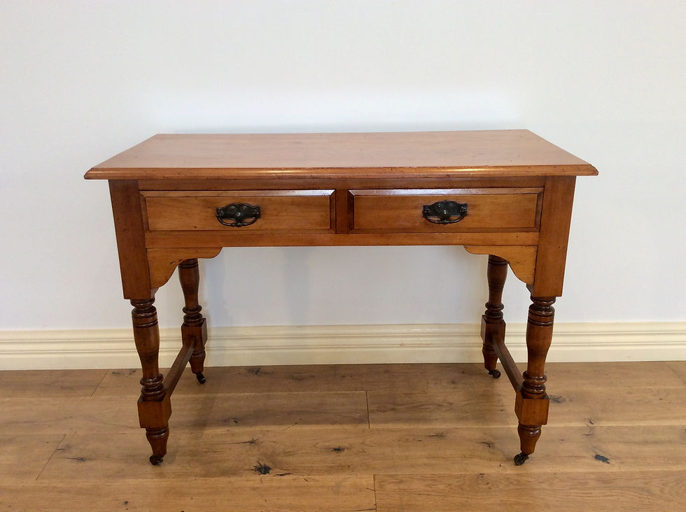 Restored Edwardian Cedar Two Drawer Console. Circa 1900.