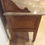 Thumbnail: Antique Marble Top Washstand with Tiled Back & Oval Mirror. Circa 1890.