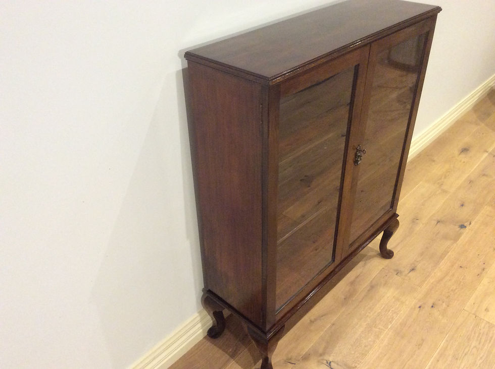 Thumbnail: Antique Blackwood Display Case with Mirror Back and Cabriolet Legs.