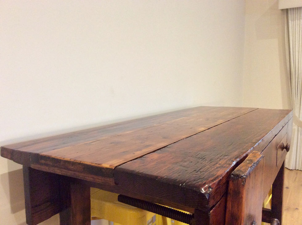 Thumbnail: 6. V8075 – Antique Oregon Island Bench with Drawer. Circa 1900.