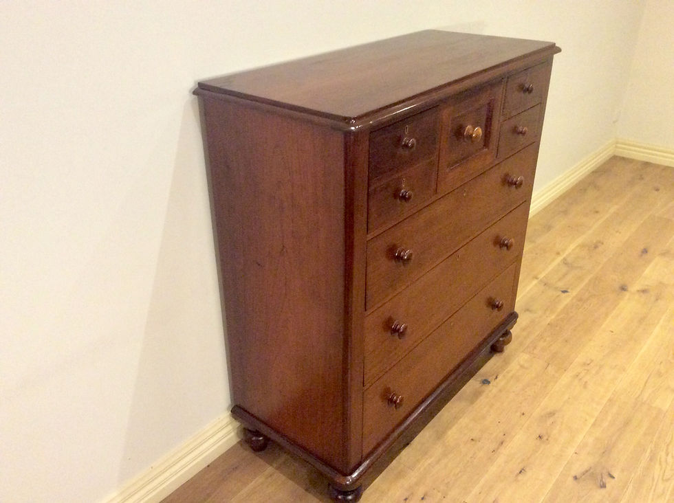 Thumbnail: Restored Victorian  Red Cedar Seven Drawer Tallboy.  Circa 1880.