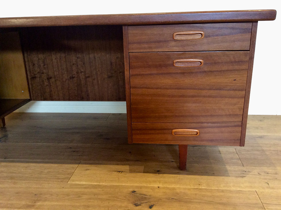 Thumbnail: Mid Century Danish Style Teak Corner Desk with Return Credenza. Circa 1960.